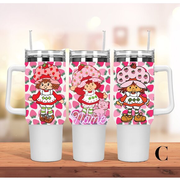 Hand Crafted Other - Custom Name Strawberry shortcake 40 oz Tumbler Strawberry 40oz Stainless Steel T